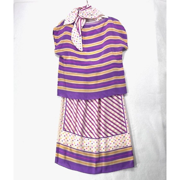 Chic Striped Midi Dress in Purple and Gold - Picture 1 of 16